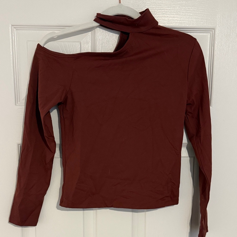 Abercrombie & Fitch Asymmetrical Long Sleeve Top - Brown